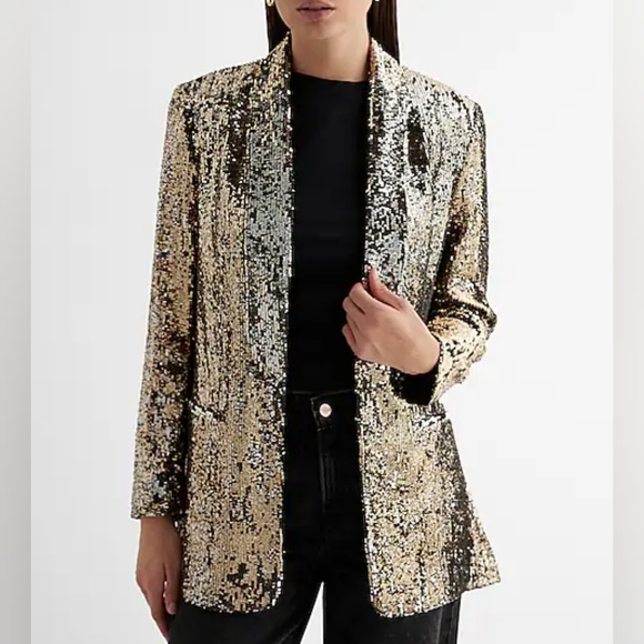Express Jackets & Blazers - EXPRESS: Sequin Classic Peak Lapel Boyfriend Blazer